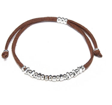 Suede Beaded Heart Bracelet