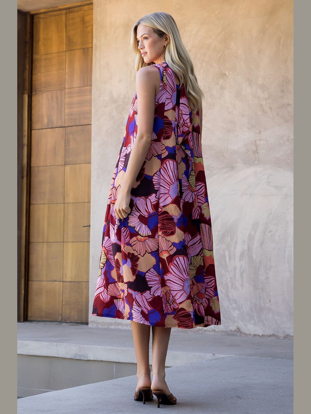 Fall Sleeveless Floral Print Dress