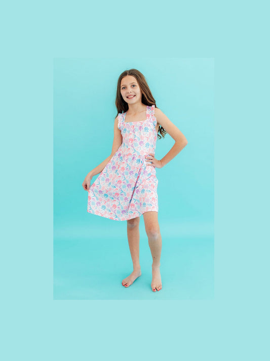 Mermaid Tails Ruffle Cross Back Dress