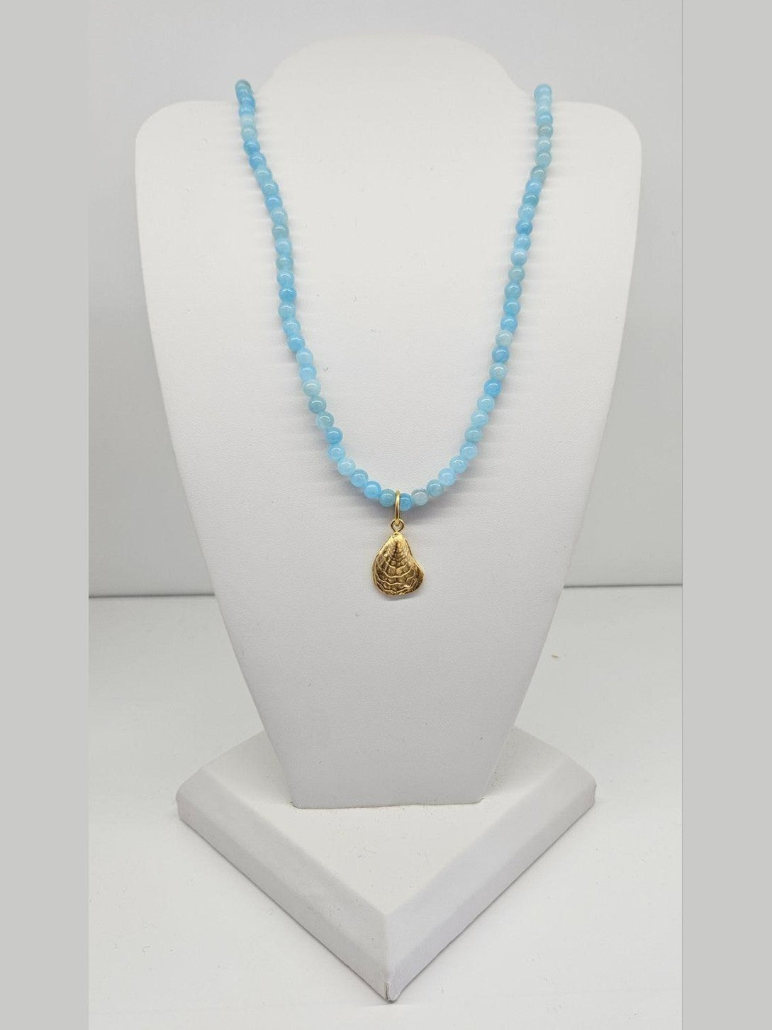 Alys Oyster Necklace - Aqua Agate & Oyster Pendant