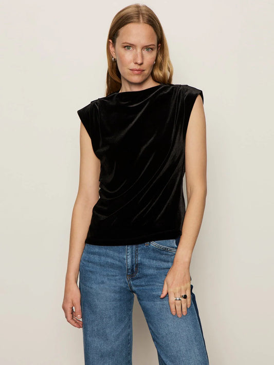 Pleated Sleeveless Top - Black