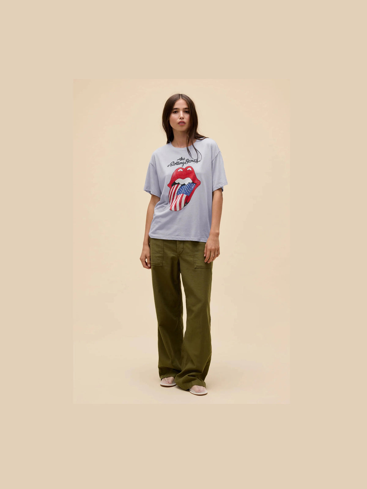 Rolling Stones Flag Tongue Burnout BF Tee