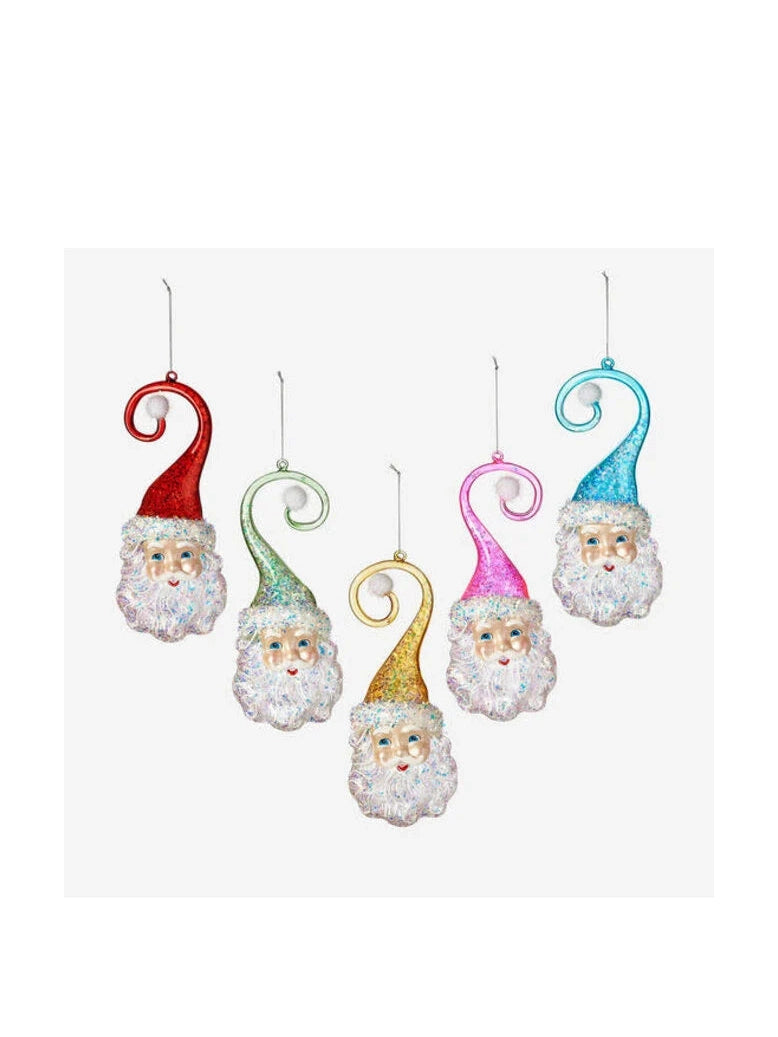 Santa Multi Colored Swirl Hat Ornament