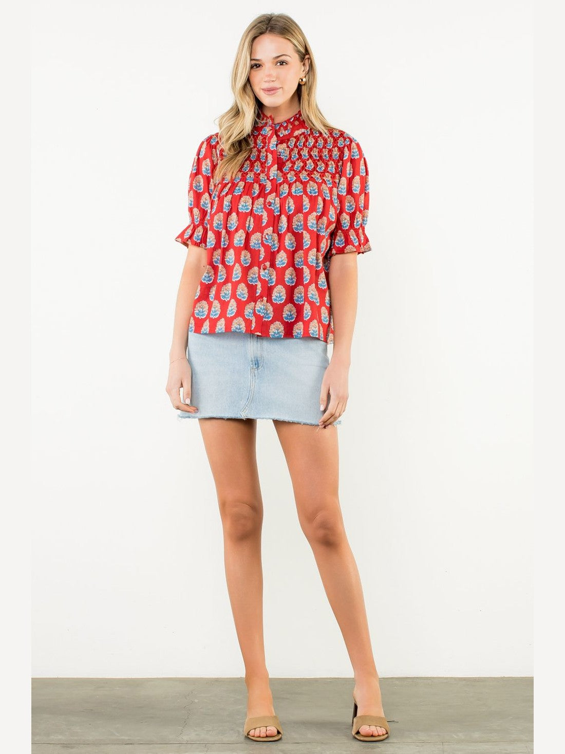 Flutter Sleeve Floral Detail Top