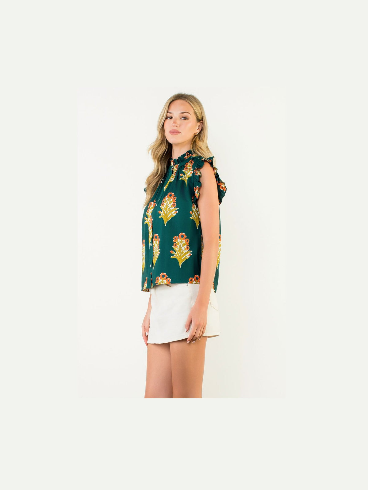 Flutter Sleeve Floral Detail Top