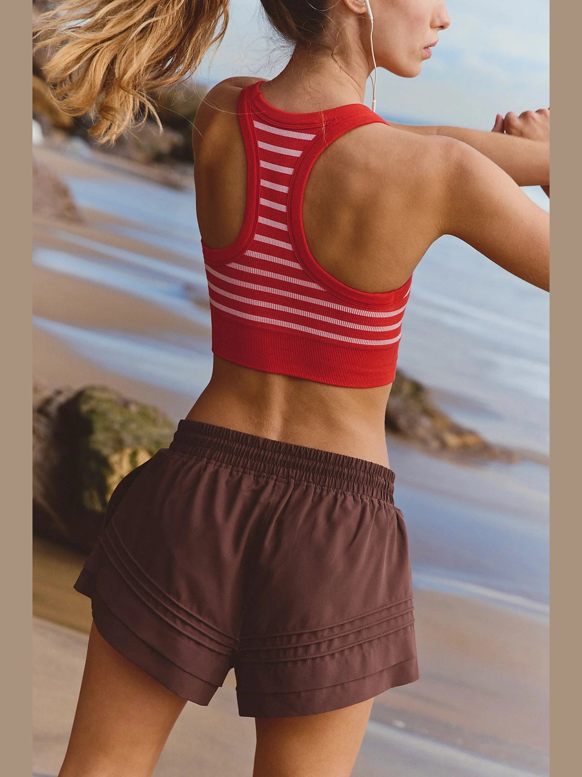 Go To Striped Sports Bra - Grapefruit Combo