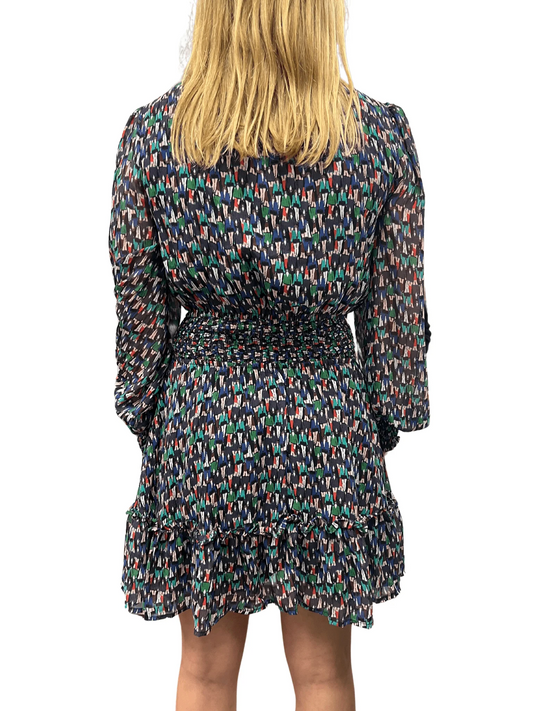 Alicia Mini Dress - Sheer Overlay & Chic Black Pattern