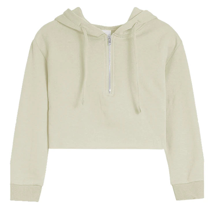Brushed Soft Cloud Crop Half Zip Hoodie