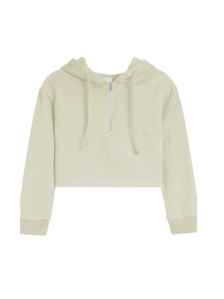 Brushed Soft Cloud Crop Half Zip Hoodie