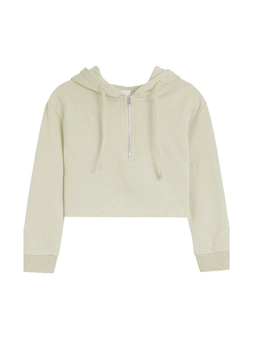 Brushed Soft Cloud Crop Half Zip Hoodie