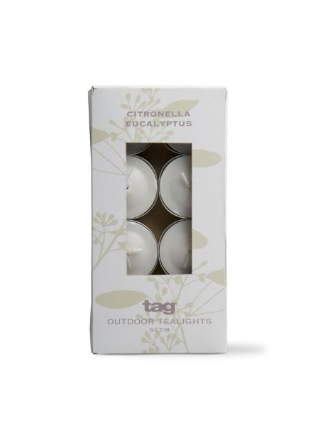Citro eucalyptus outdoor tea lights set of 8 - Ivory