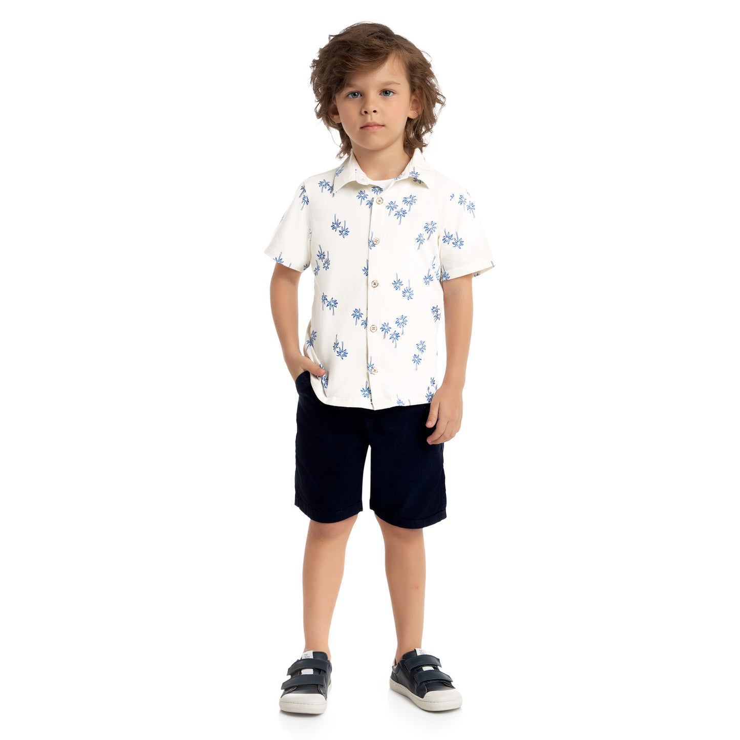 Cream Palms Button Down