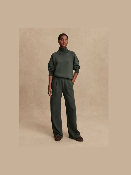 The Extra Wide Leg Pant 29.5 - Olive Marl