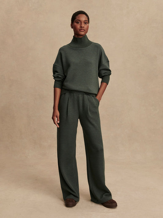 The Extra Wide Leg Pant 29.5 - Olive Marl