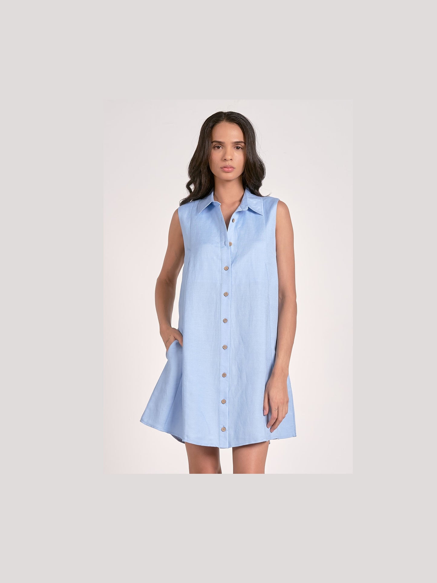 Light Blue Linen Dress