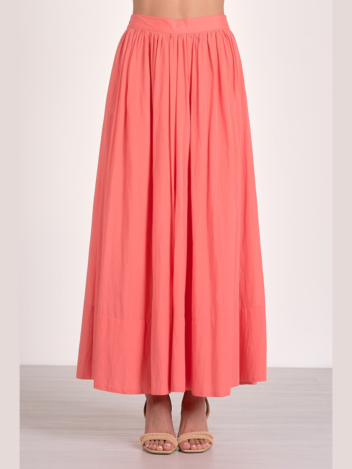 Coral Pleated Skirt