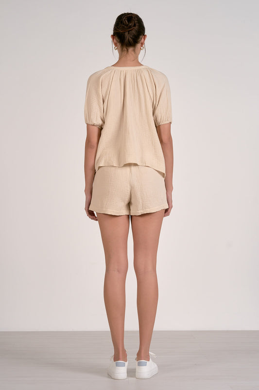 Puff Sleeve Button Down - Natural