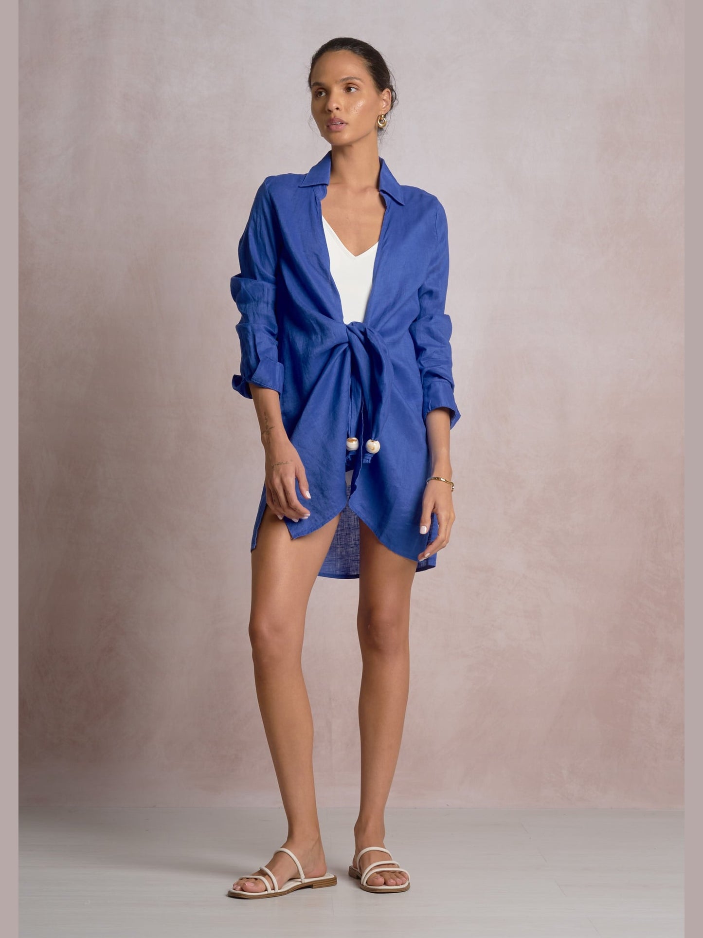 Button Down Cover Up - SAPPHIRE BLUE