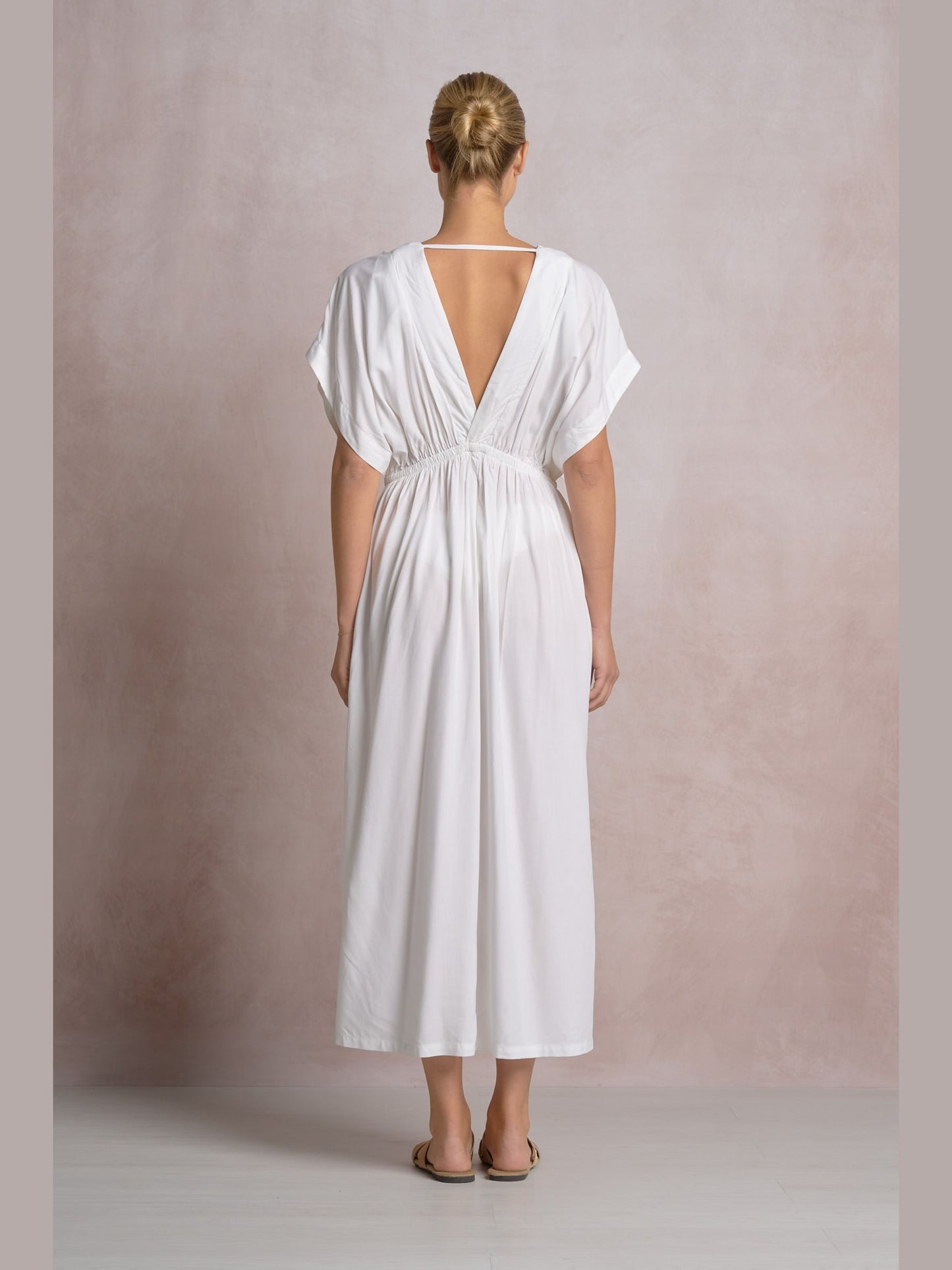 Key Hole Maxi Poplin Dress - White