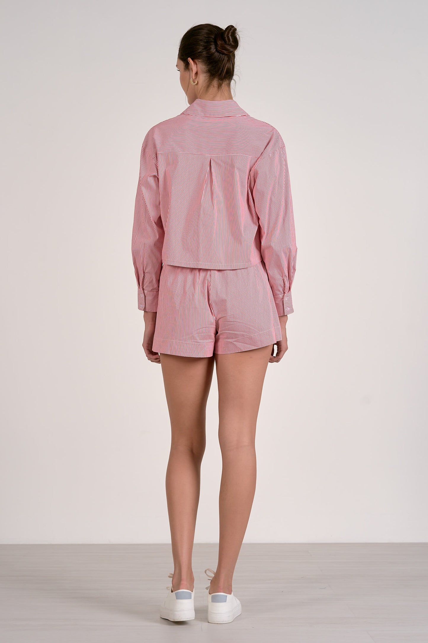 Striped Linen Shorts - Red