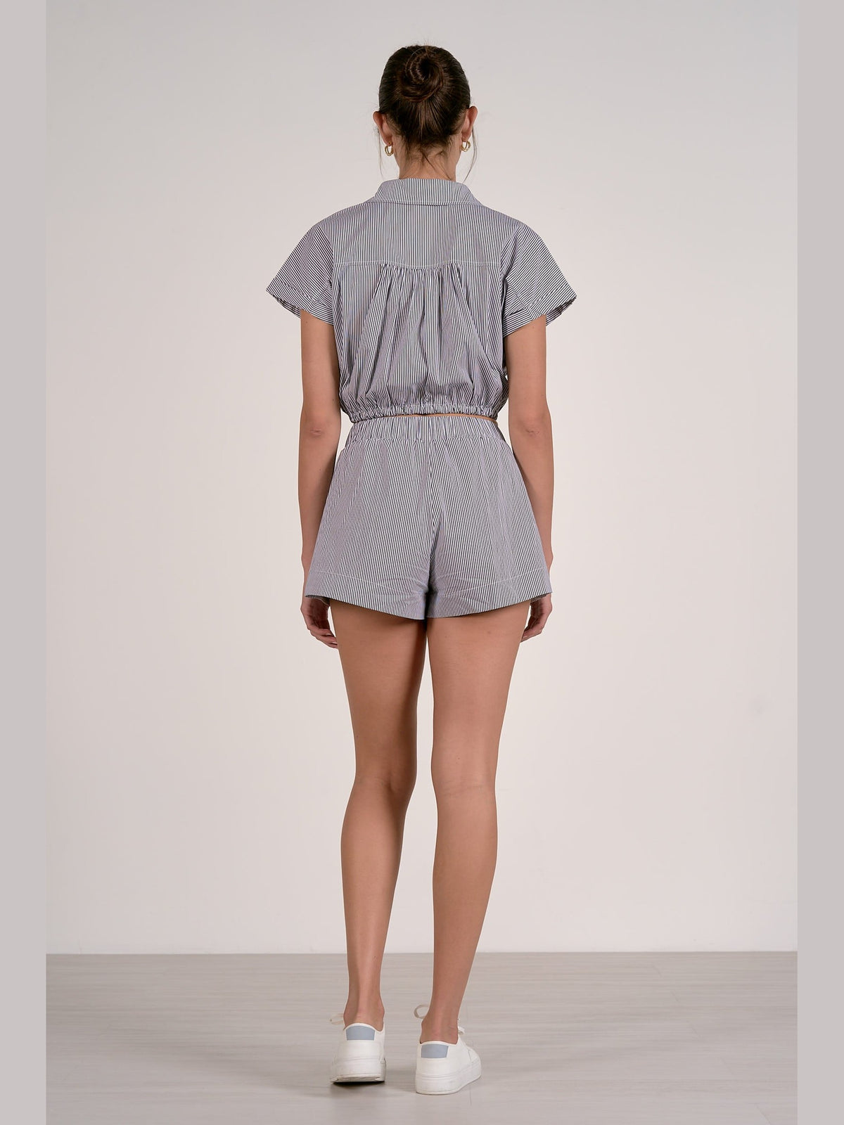 Striped Linen Shorts - Dark Navy