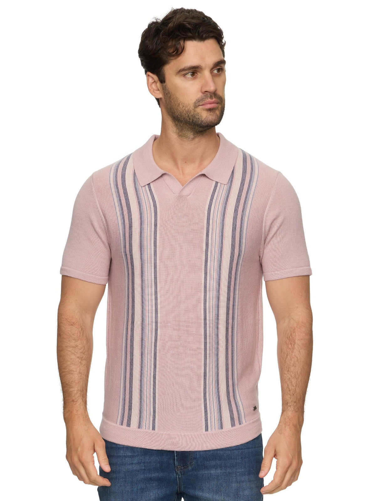 Grady Short Sleeve Striped Sweater Polo