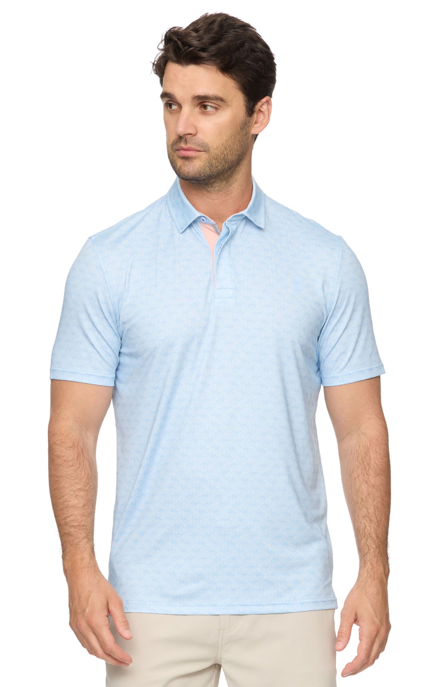 Avila Short Sleeve Geo Print Performance Polo