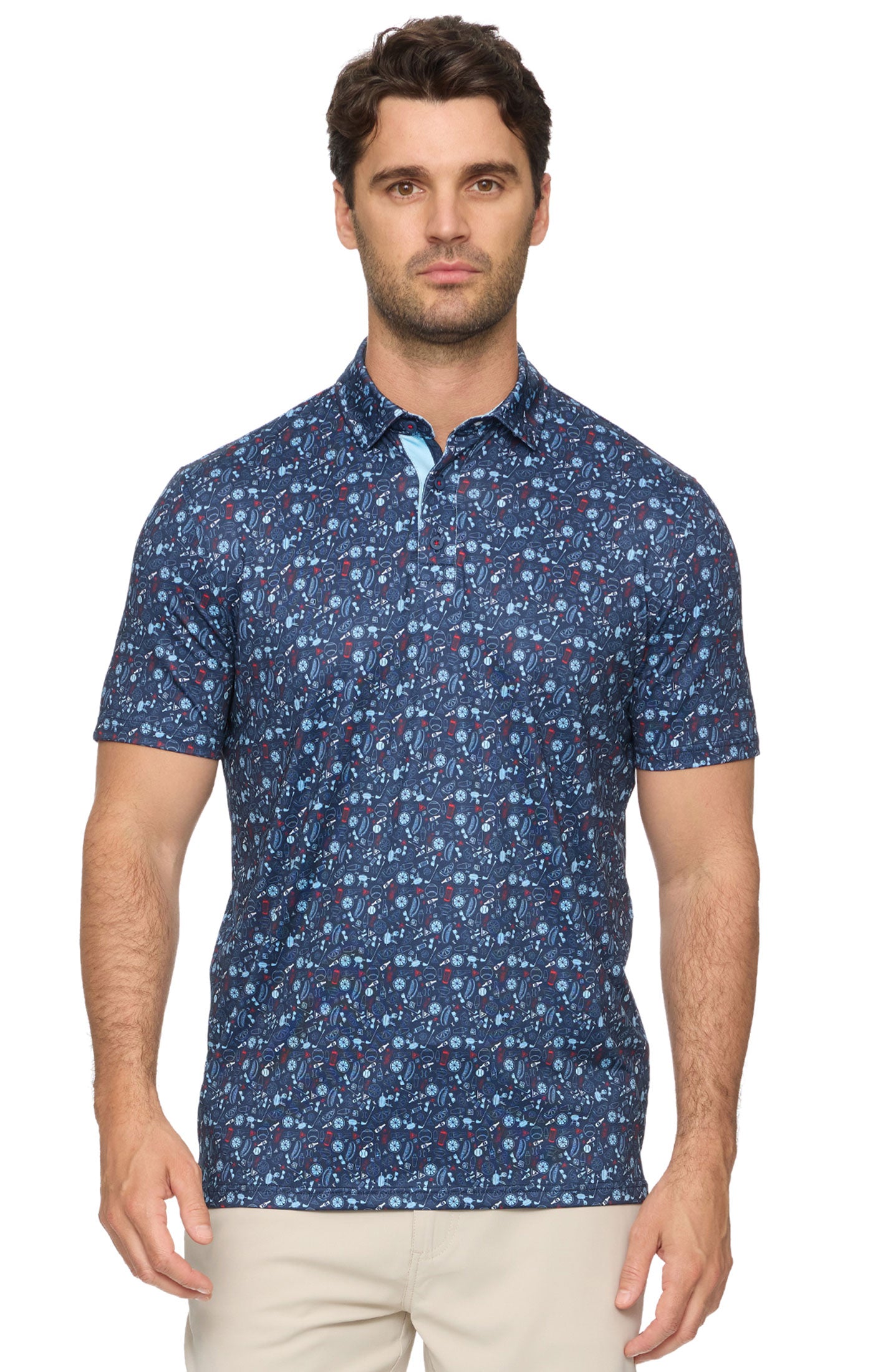 Chester Americana Summer BBQ Print Performance Polo