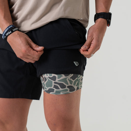 7" Athletic Short - Heather Black/ Retro Duck Camo Liner