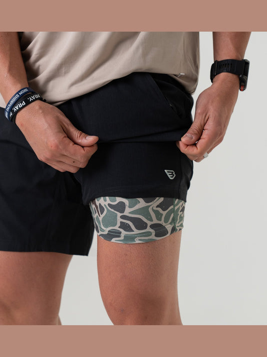 7" Athletic Short - Heather Black/ Retro Duck Camo Liner