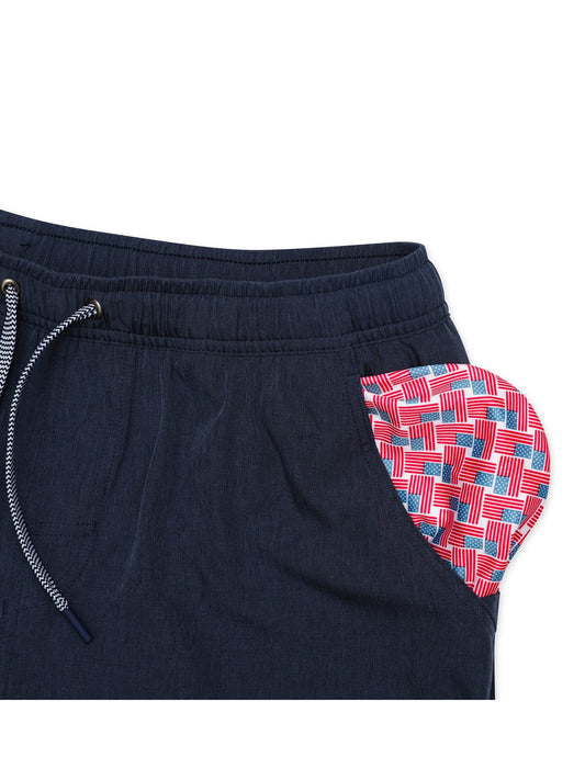 5.5" Athletic Short - Heather Navy/ American Flag Liner