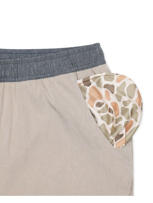 7" Athletic Short - Heather Khaki/ Venado Camo Liner