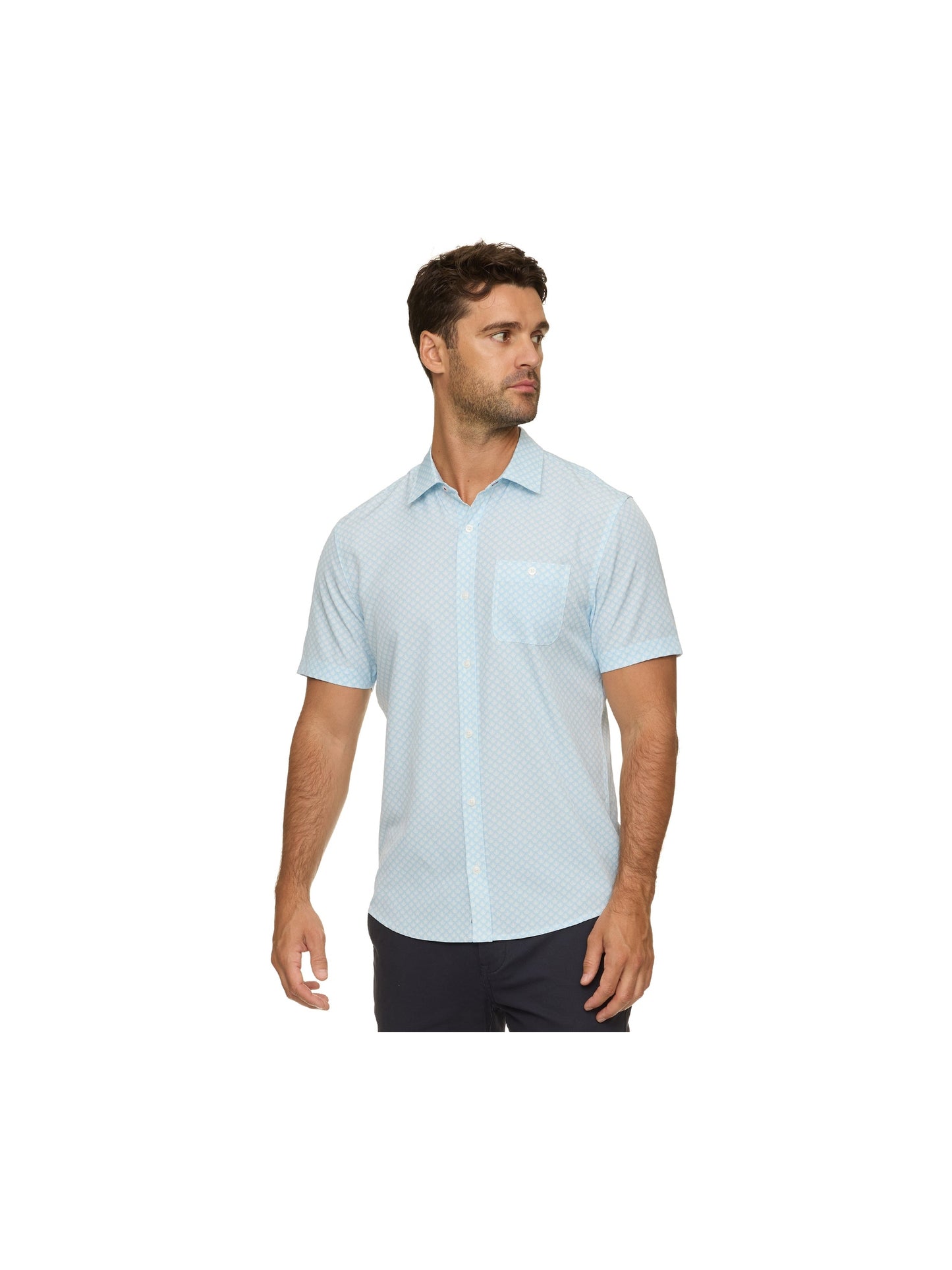 Fridley Agave Print Seersucker Performance Shirt