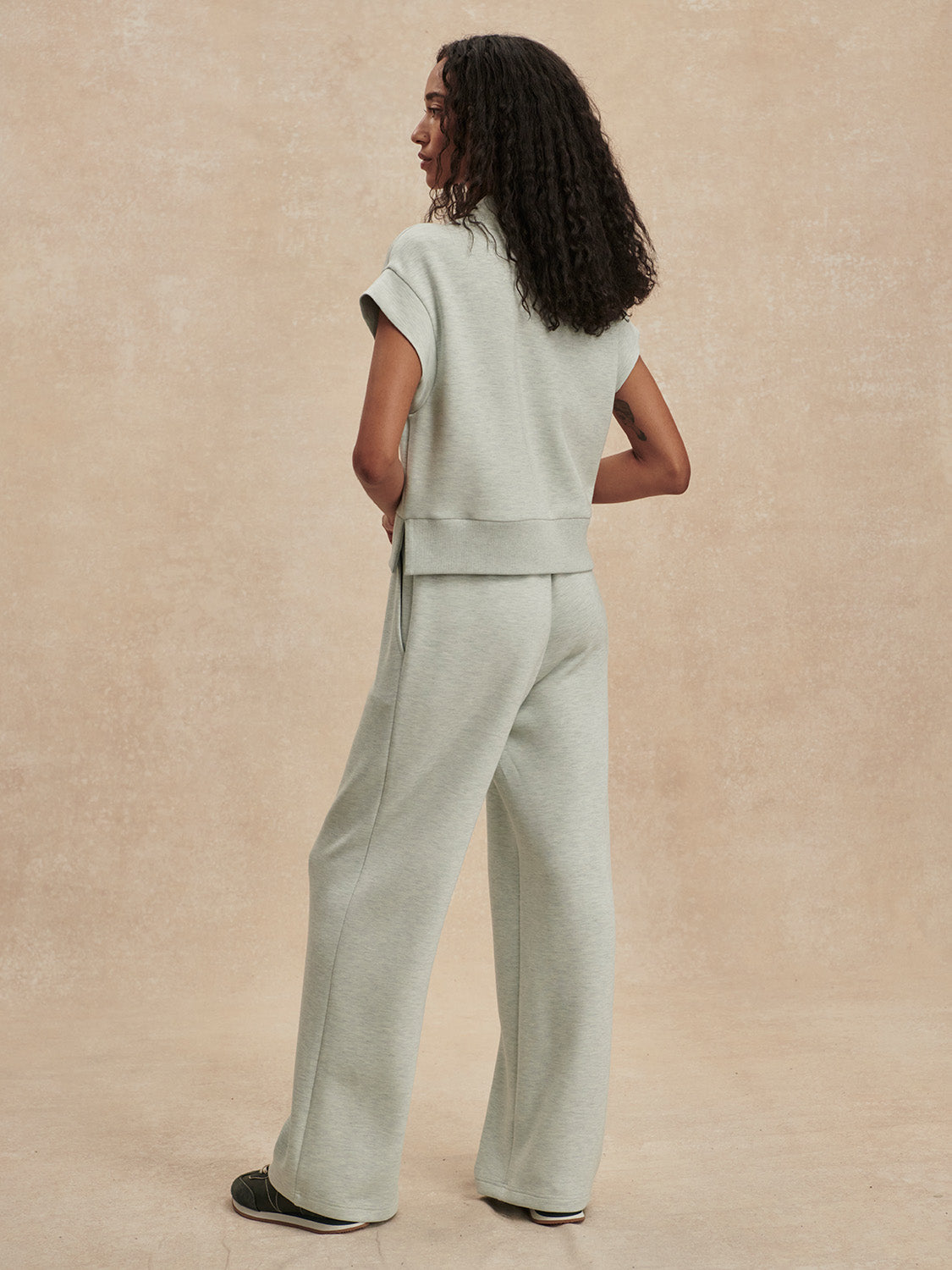 The Wide Leg Pant 30in - Mint Green Marl