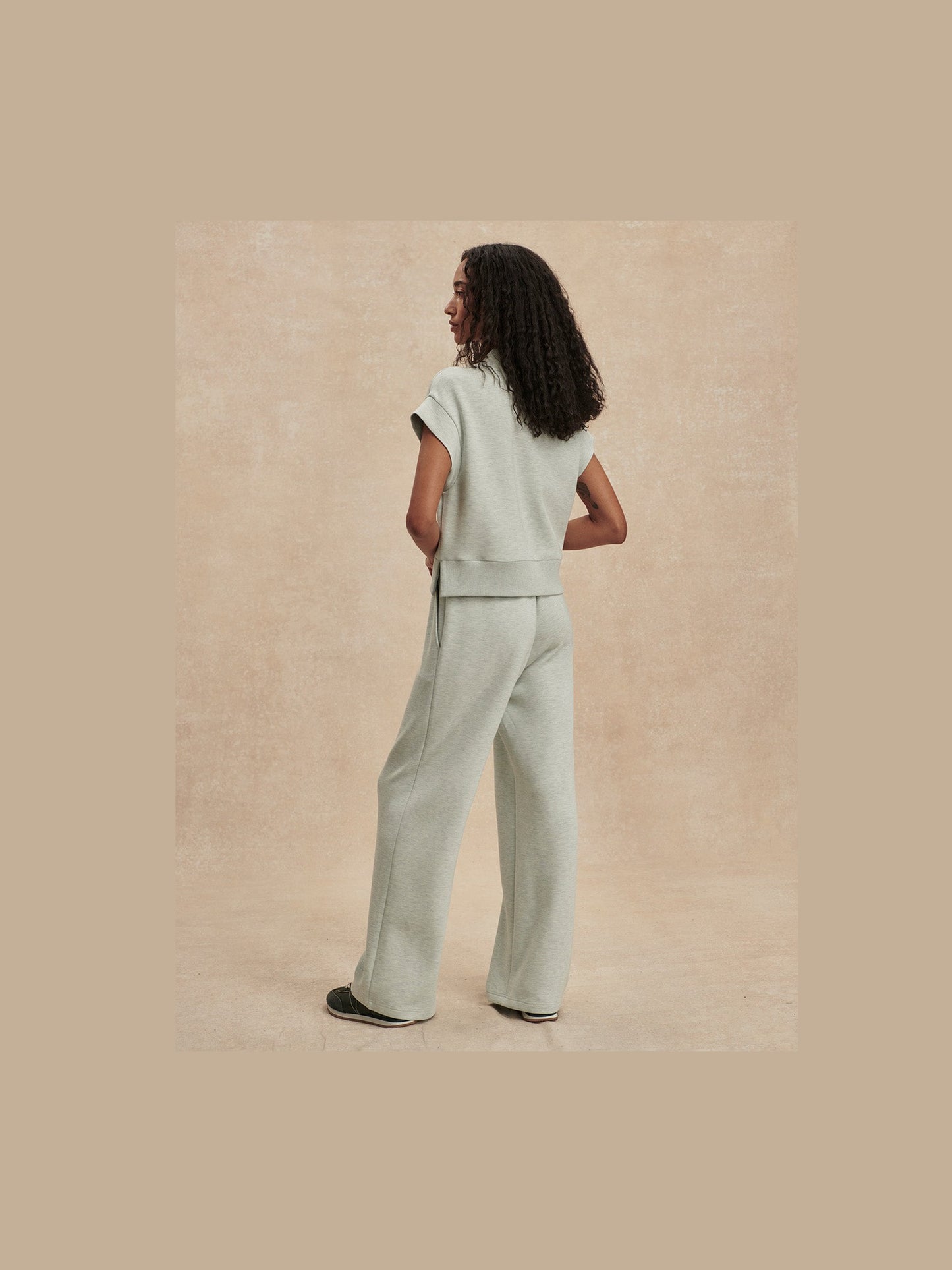 The Wide Leg Pant 30in - Mint Green Marl