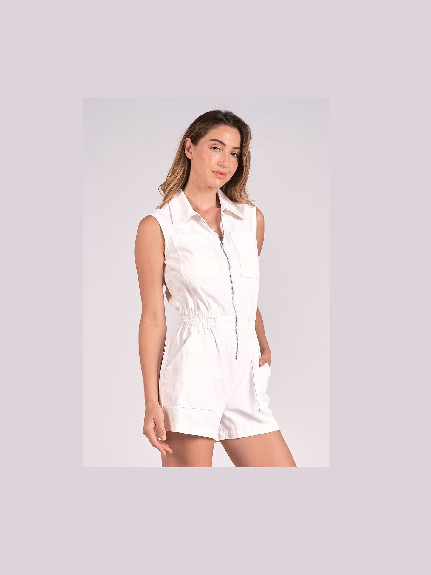 White Sleeveless Short Romper