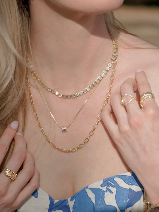 Blaire Square Tennis Necklace