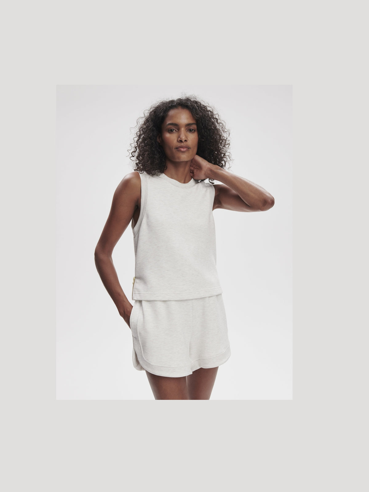 Shea Crop Tank - Ivory Marl