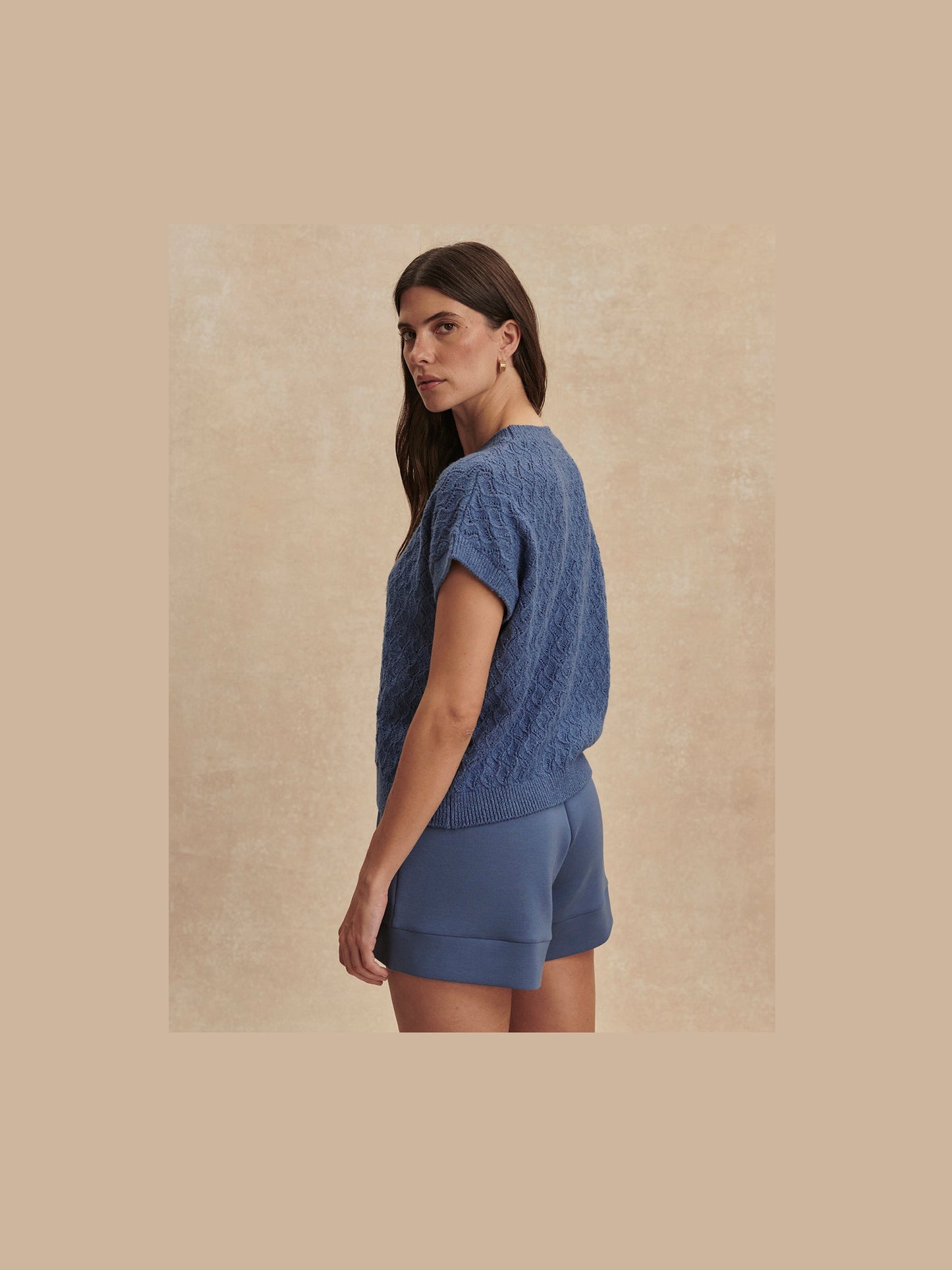 Manae Pointelle Knit Top - Bijou Blue