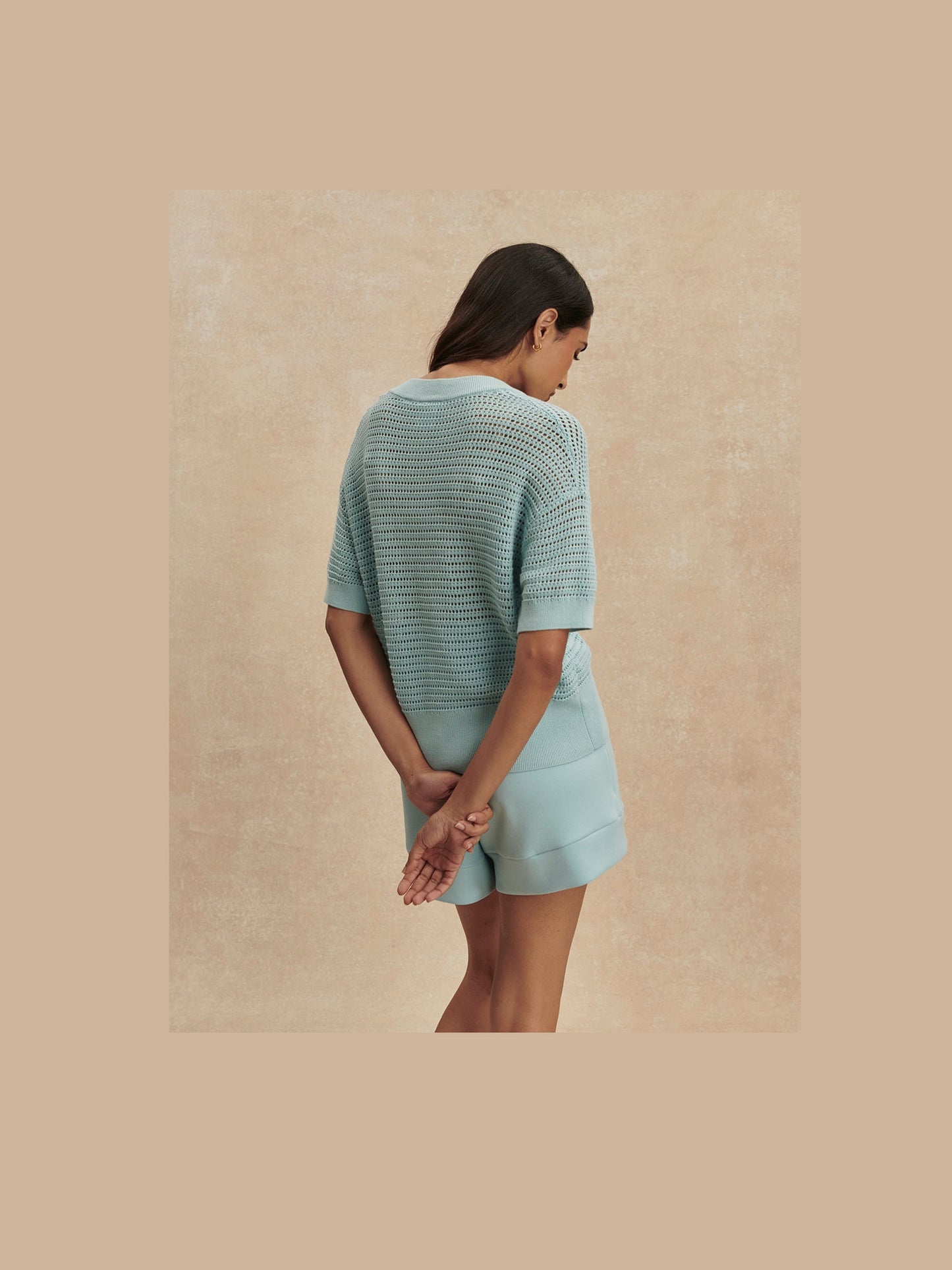 Callie Short Sleeve Knit Top - porcelain blue