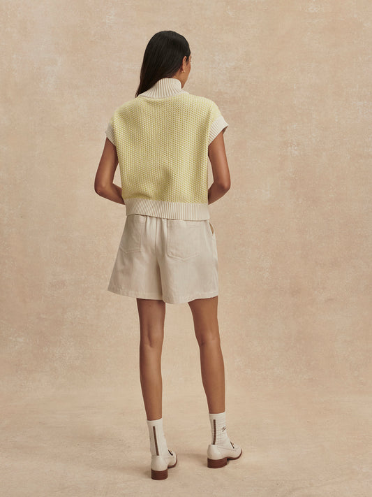 Fowley Knit Top - Snow White/ Limeade