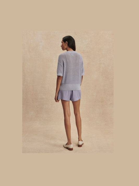Callie Short Sleeve Knit Top - thistle down