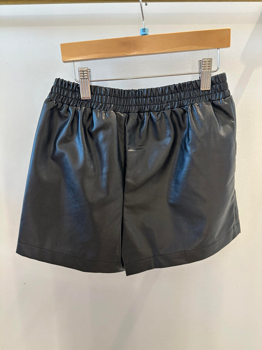 Black Vegan Leather Shorts