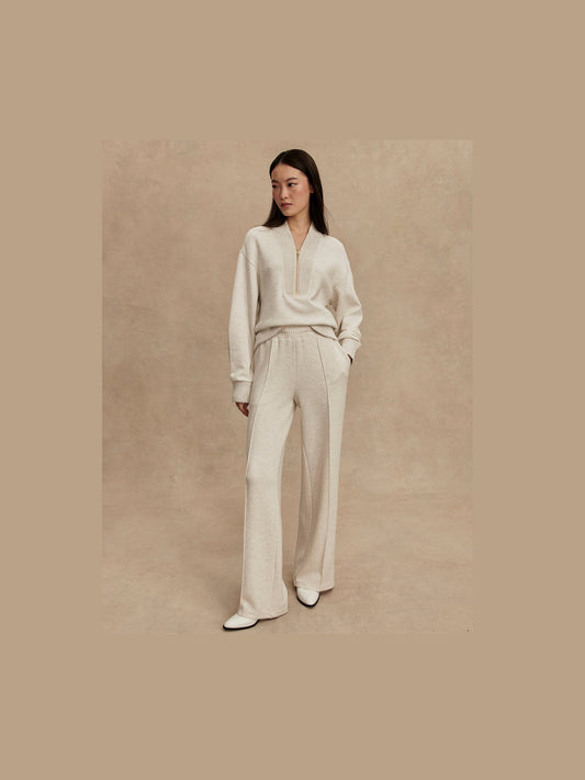 Sally Half Zip - Ivory Marl