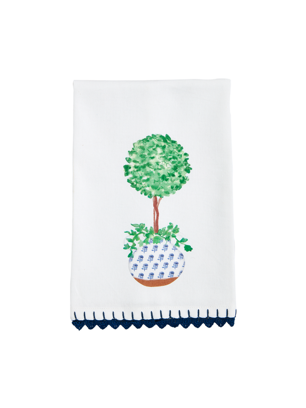 Plant Blue Trim Towel