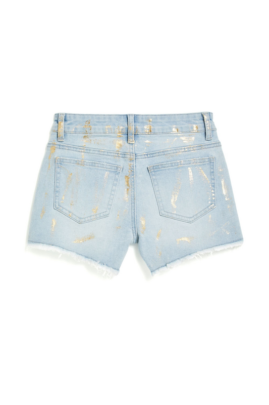 Foil Splattered Fray Hem Short - Brittany