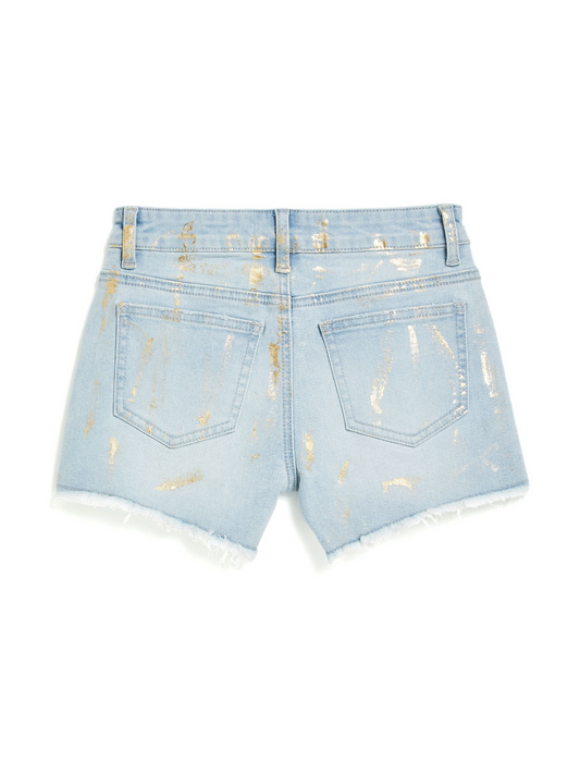 Foil Splattered Fray Hem Short - Brittany