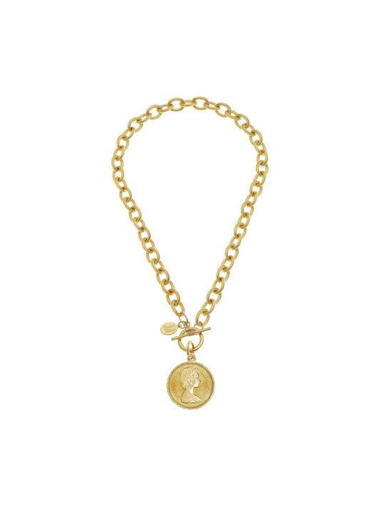 Queen Coin Toggle Necklace