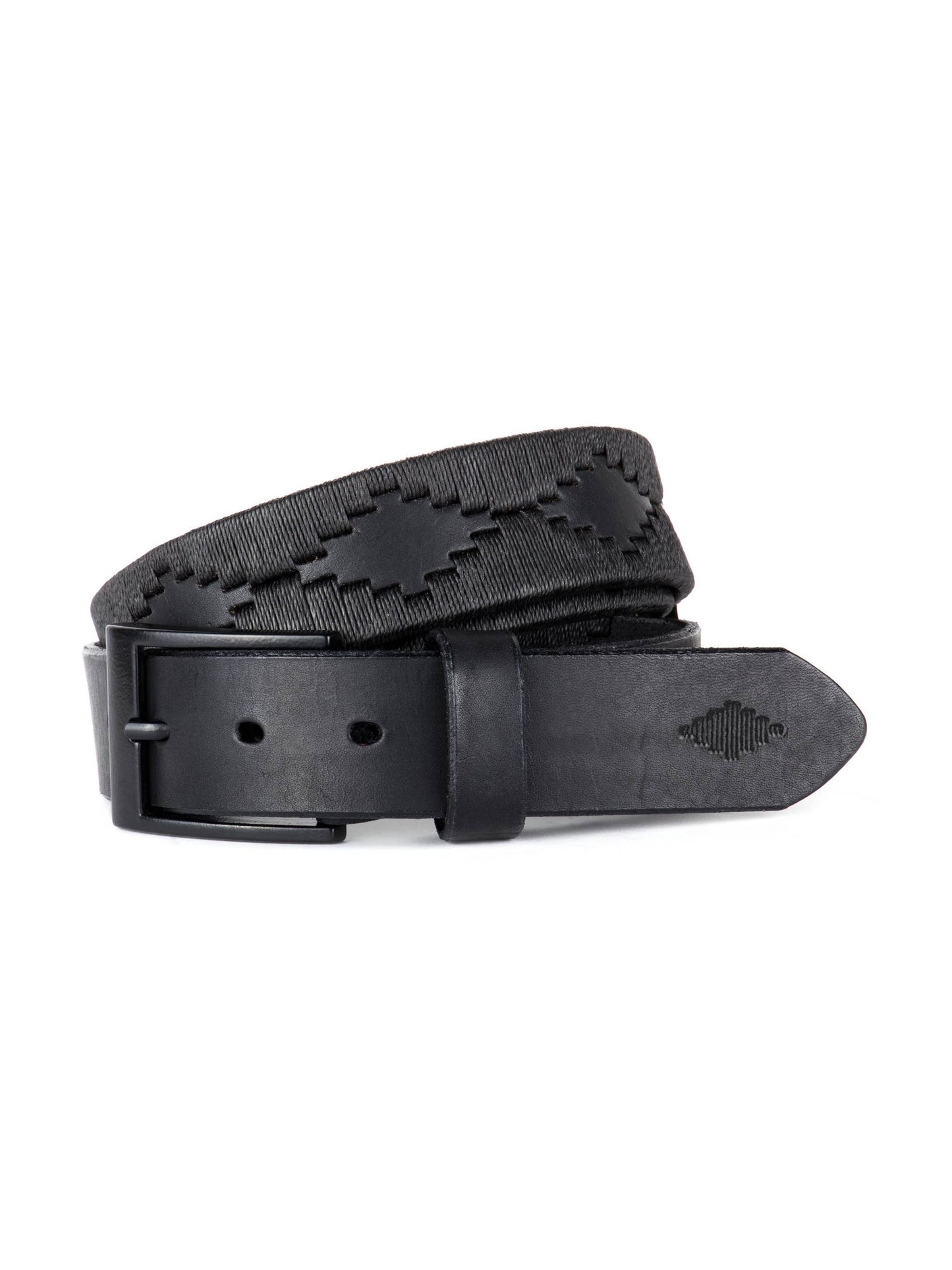 Bordado Premium Hand-Stitched Leather Polo Black Belt