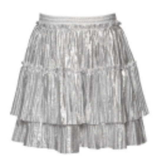 Two Tier Mini Pleat Skirt - Silver